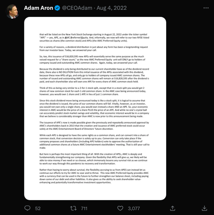 CEO Letter - Stock Split Vague Reference